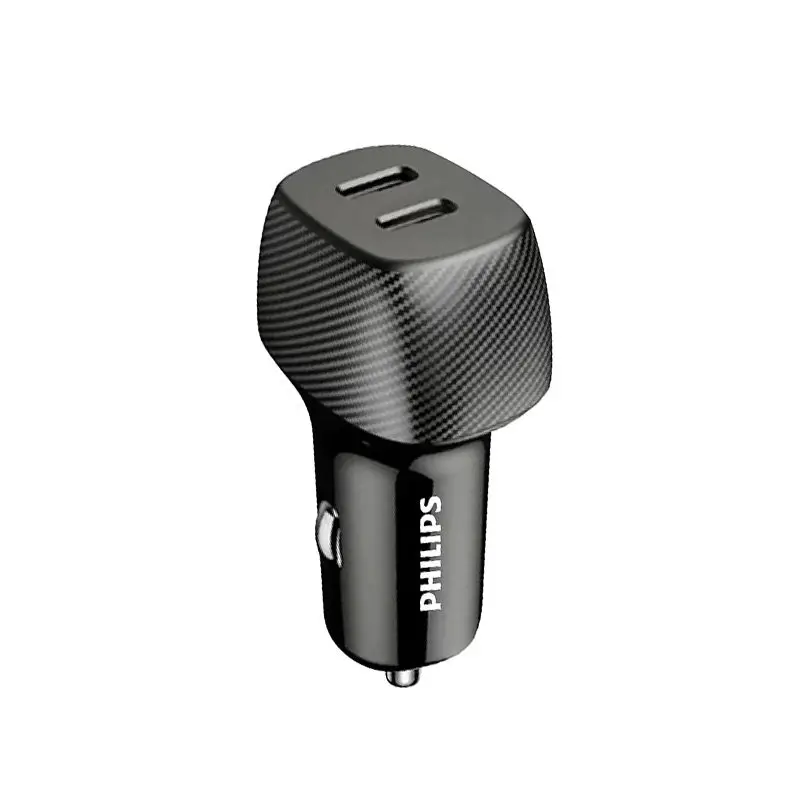 شارژر فندکی فیلیپس مدل DLP5522C Dual Port USB-C Car Charger توان 60 وات